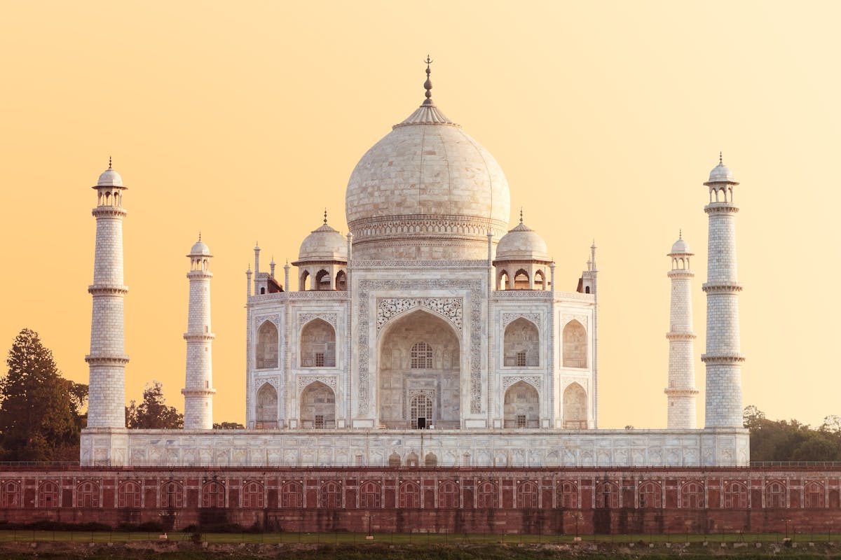 Taj Mahal in India at sunset